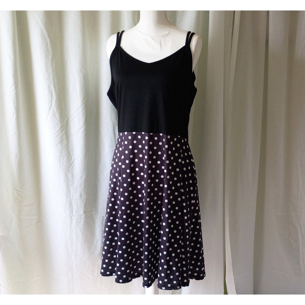 Moyabo Womens Soft Glam Cottagecore Midi Dress Black Strappy A-Line Size 2XL